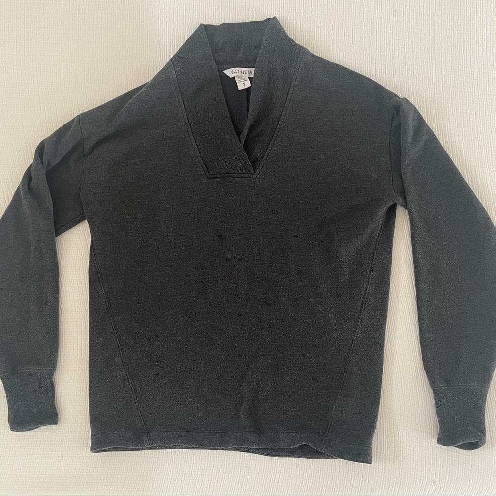 Athleta Charcoal V-Neck Sweater | size Small